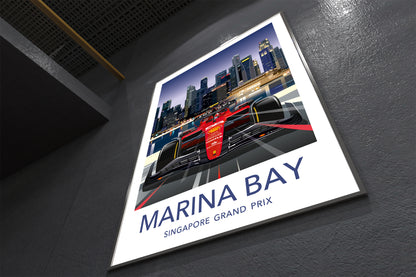Marina Bay Ferrari F1 Print / Singapore Grand Prix / Ferrari F1 Wall Art Print