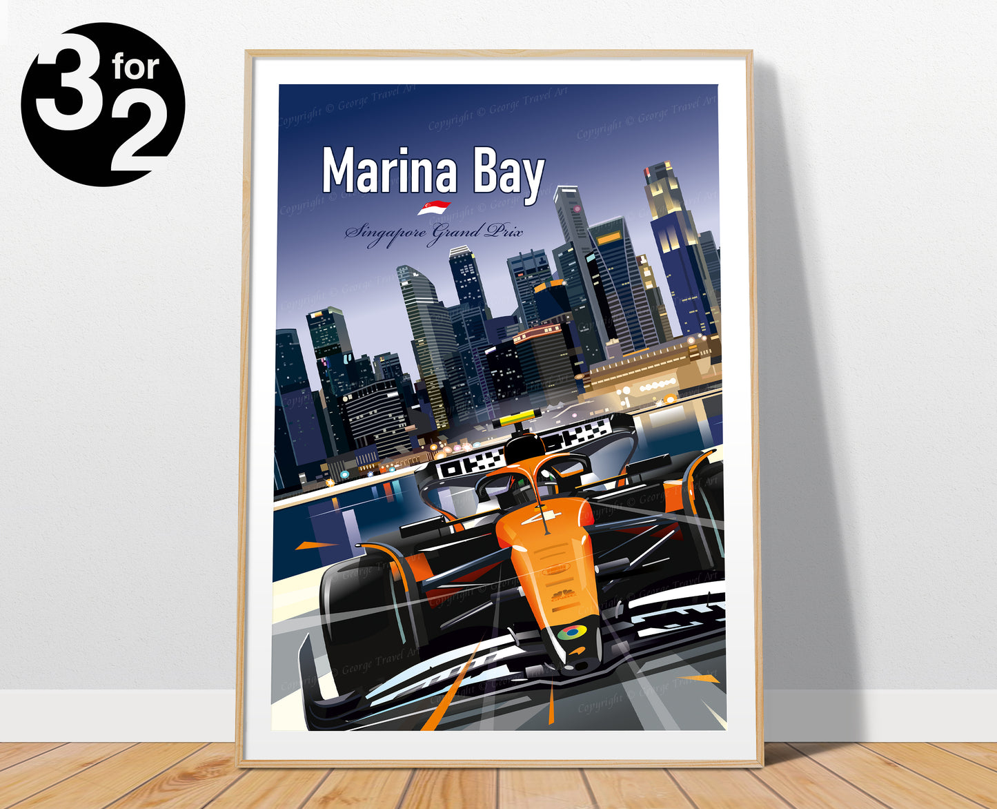 Yas Marina Singapore 2024 F1 Poster / Lando Norris Winner Print / McLaren F1 Wall Art