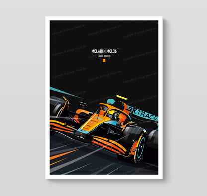 McLaren MCL36 Lando Norris print – Formula 1 race car wall art