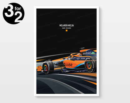McLaren MCL36 Art Print / Daniel Ricciardo - F1 Poster