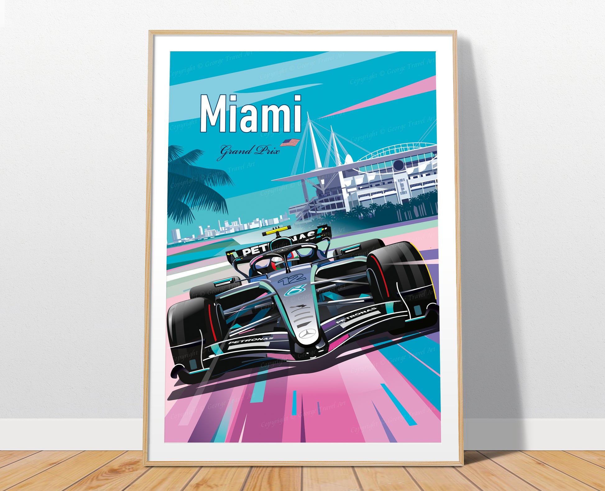Kimi Antonelli Miami 2026 Mercedes F1 poster – Formula 1 wall art print