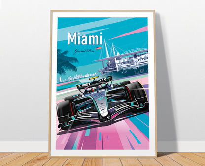 Kimi Antonelli Miami 2026 Mercedes F1 poster – Formula 1 wall art print
