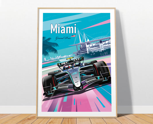 Kimi Antonelli Miami 2026 Mercedes F1 poster – Formula 1 wall art print