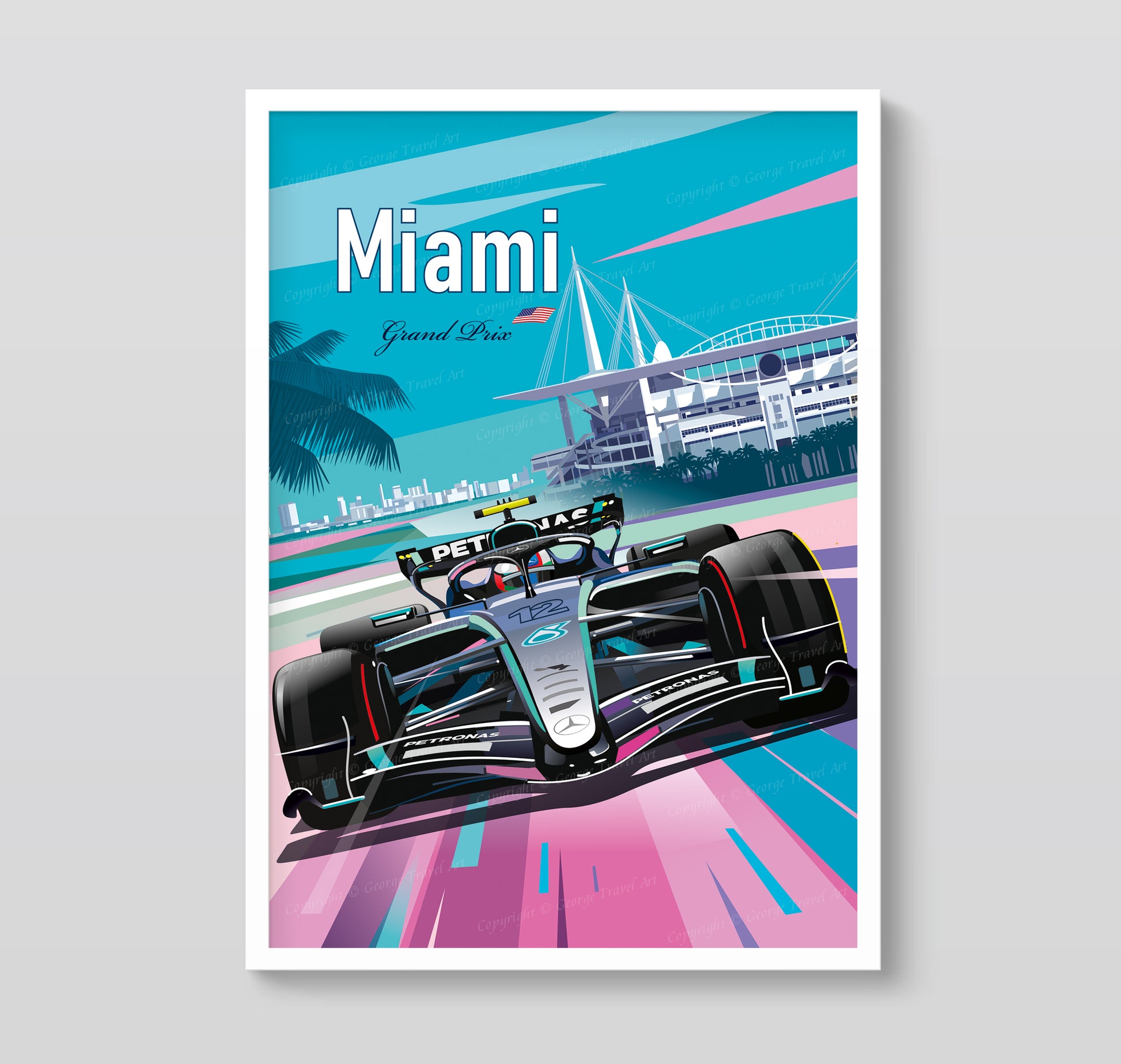 Kimi Antonelli Miami F1 2026 poster – Mercedes Formula 1 wall art print