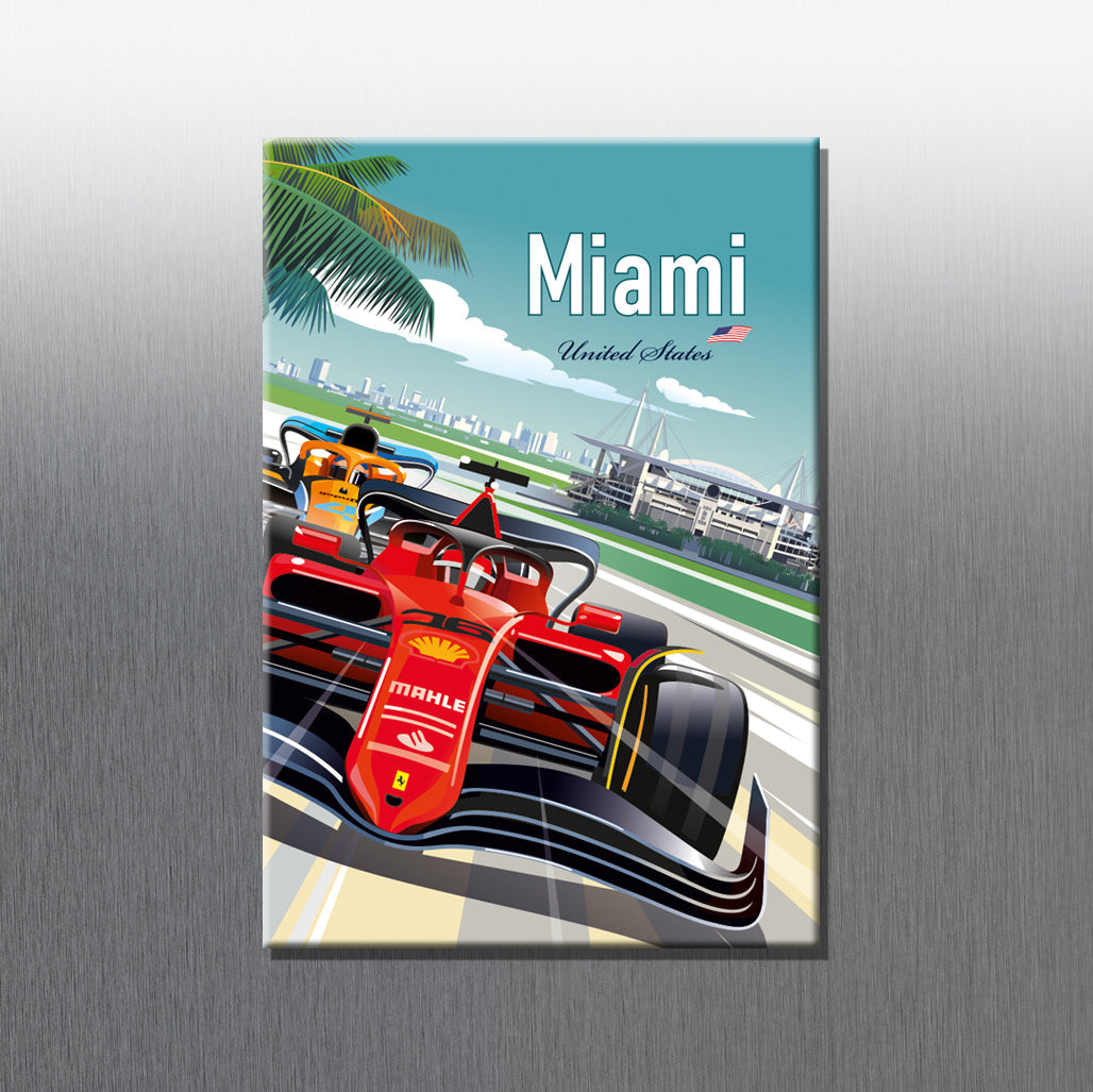 Miami Ferrari F1 fridge magnet – Formula 1 Grand Prix gift