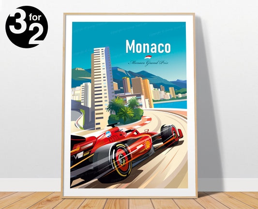 Monaco Grand Prix  F1 Poster / Ferrari 2024 F1 / Charles Leclerc