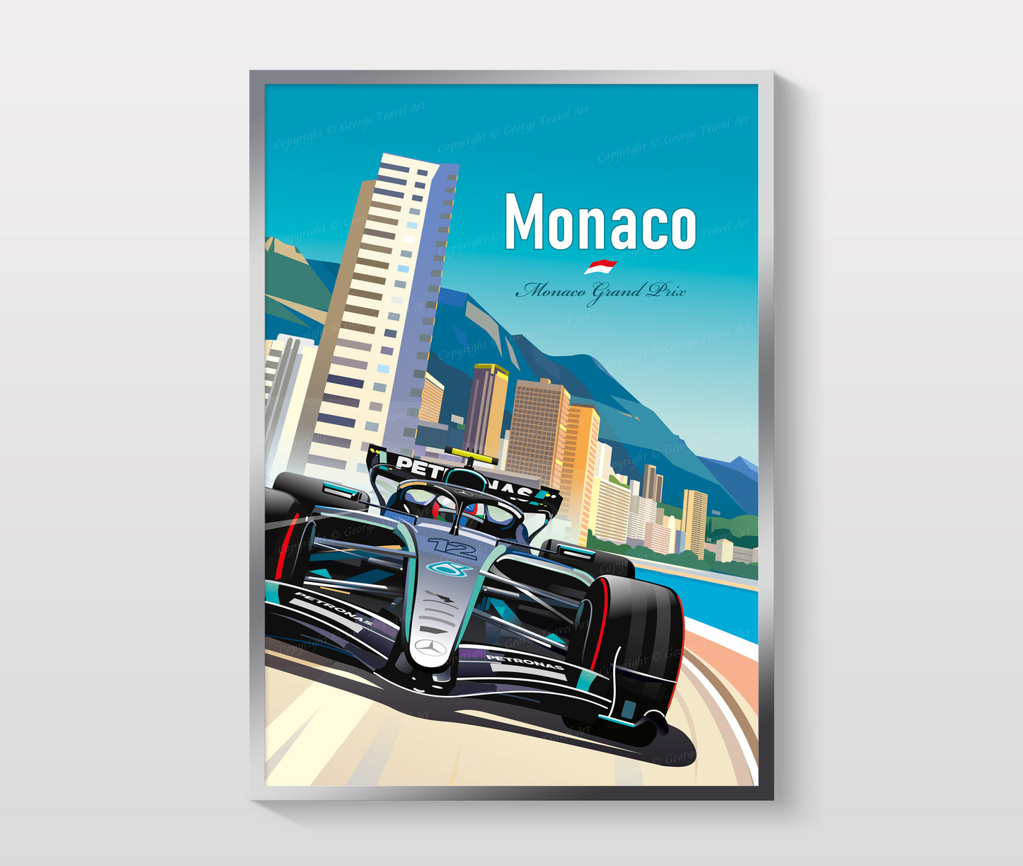 Kimi Antonelli Monaco 2026 Poster – Mercedes F1 Wall Art