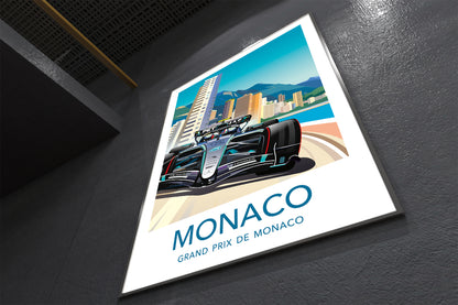 Kimi Antonelli Monaco 2026 Poster – Mercedes F1 Wall Art with White Border