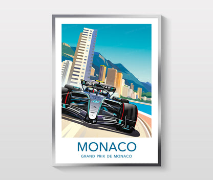 Kimi Antonelli Monaco 2026 Poster – Mercedes F1 Wall Art with White Border