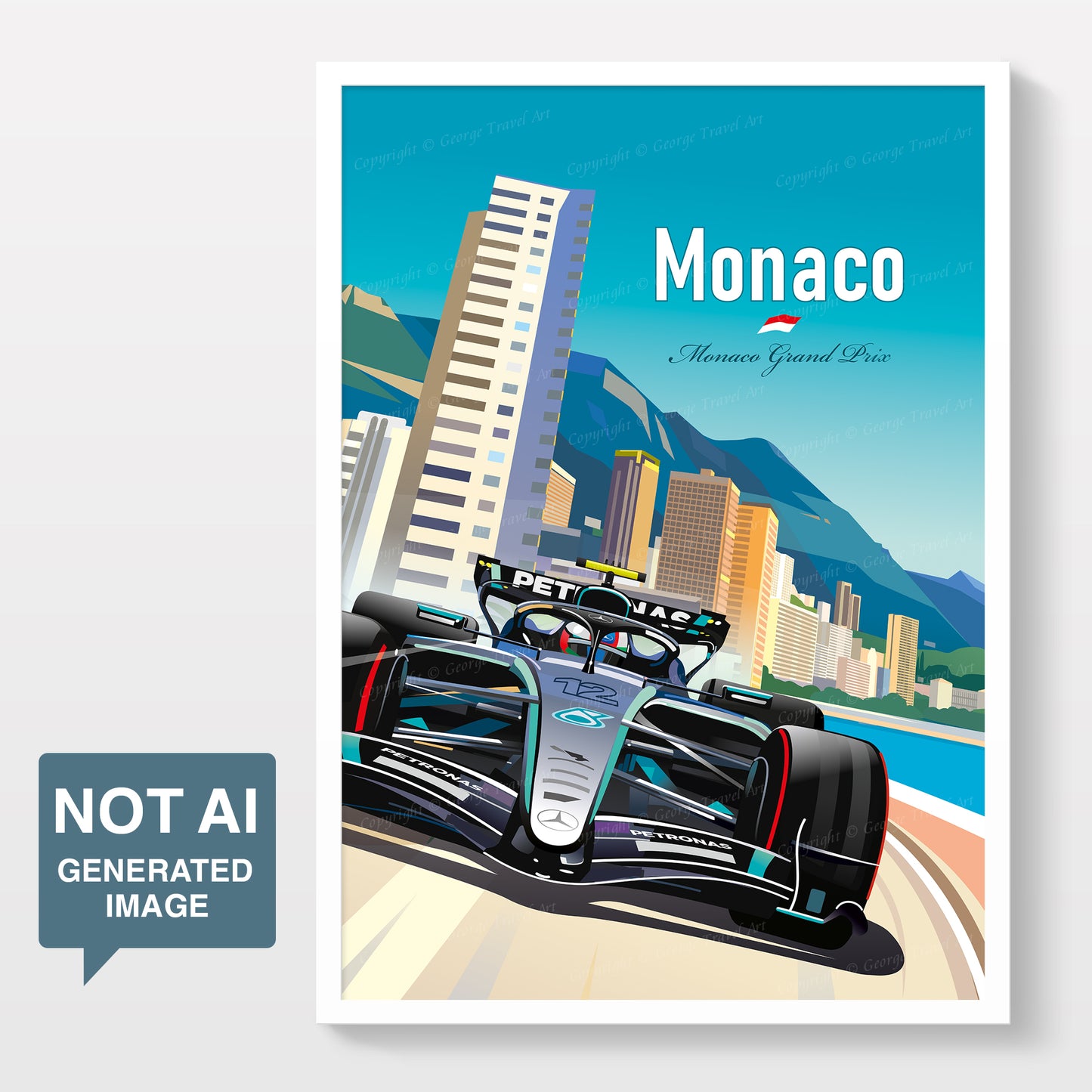 Kimi Antonelli Monaco 2026 Poster – Mercedes F1 Wall Art