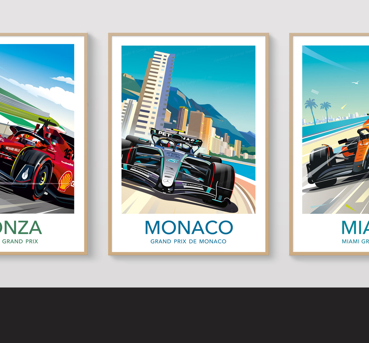 Monaco 2026 Antonelli F1 poster print – Mercedes wall art with white border final