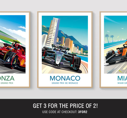 Kimi Antonelli Monaco 2026 Poster – Mercedes F1 Wall Art with White Border