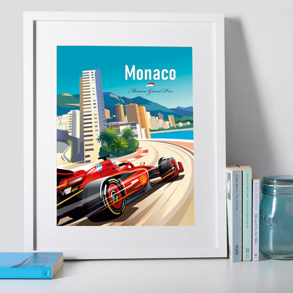 Monaco F1 Ferrari Charles Leclerc poster – wall art detail