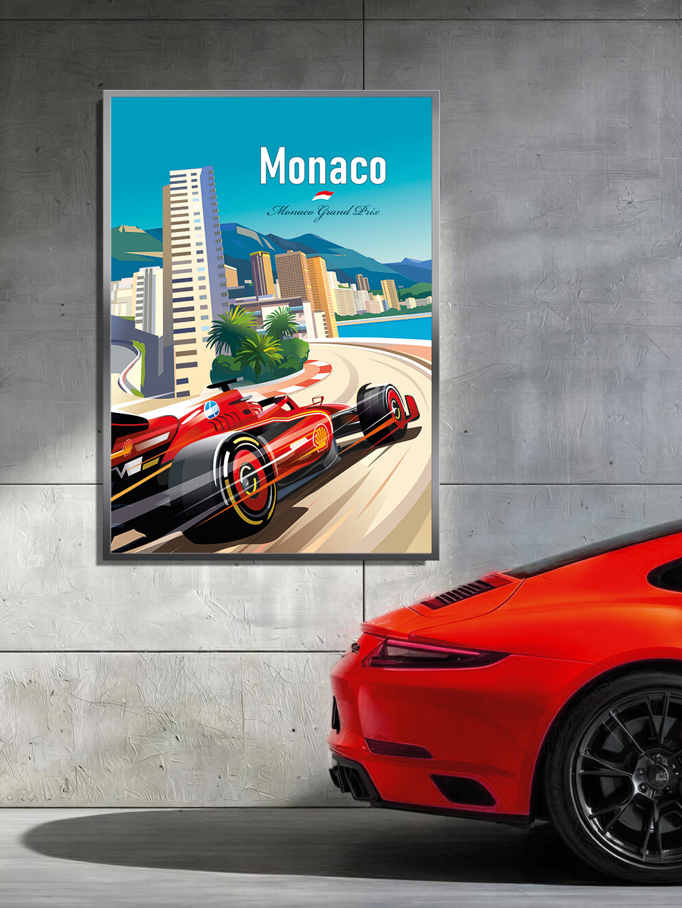 Monaco F1 GP Ferrari Leclerc poster – wall art print