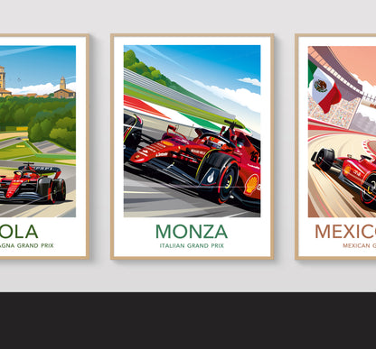 Monza F1 poster – Ferrari Leclerc wall art second angle