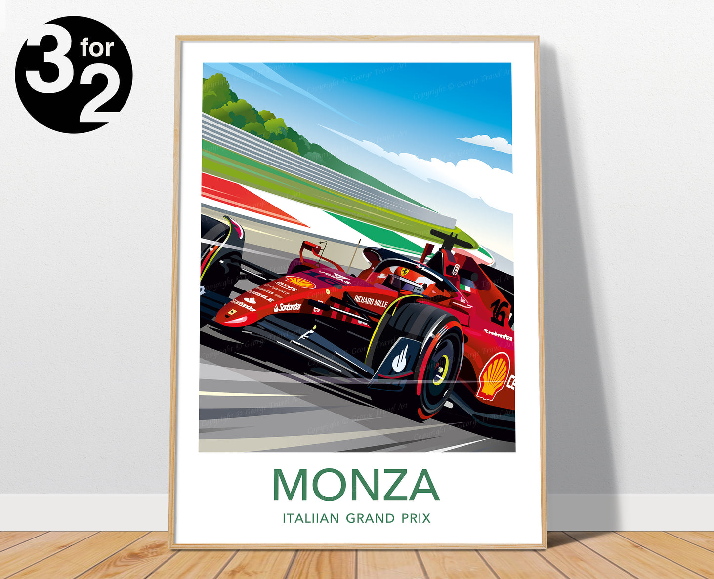 Monza F1 Print / Ferrari F1 Poster / Charles Leclerc / F1 Wall Art / Italian Grand Prix