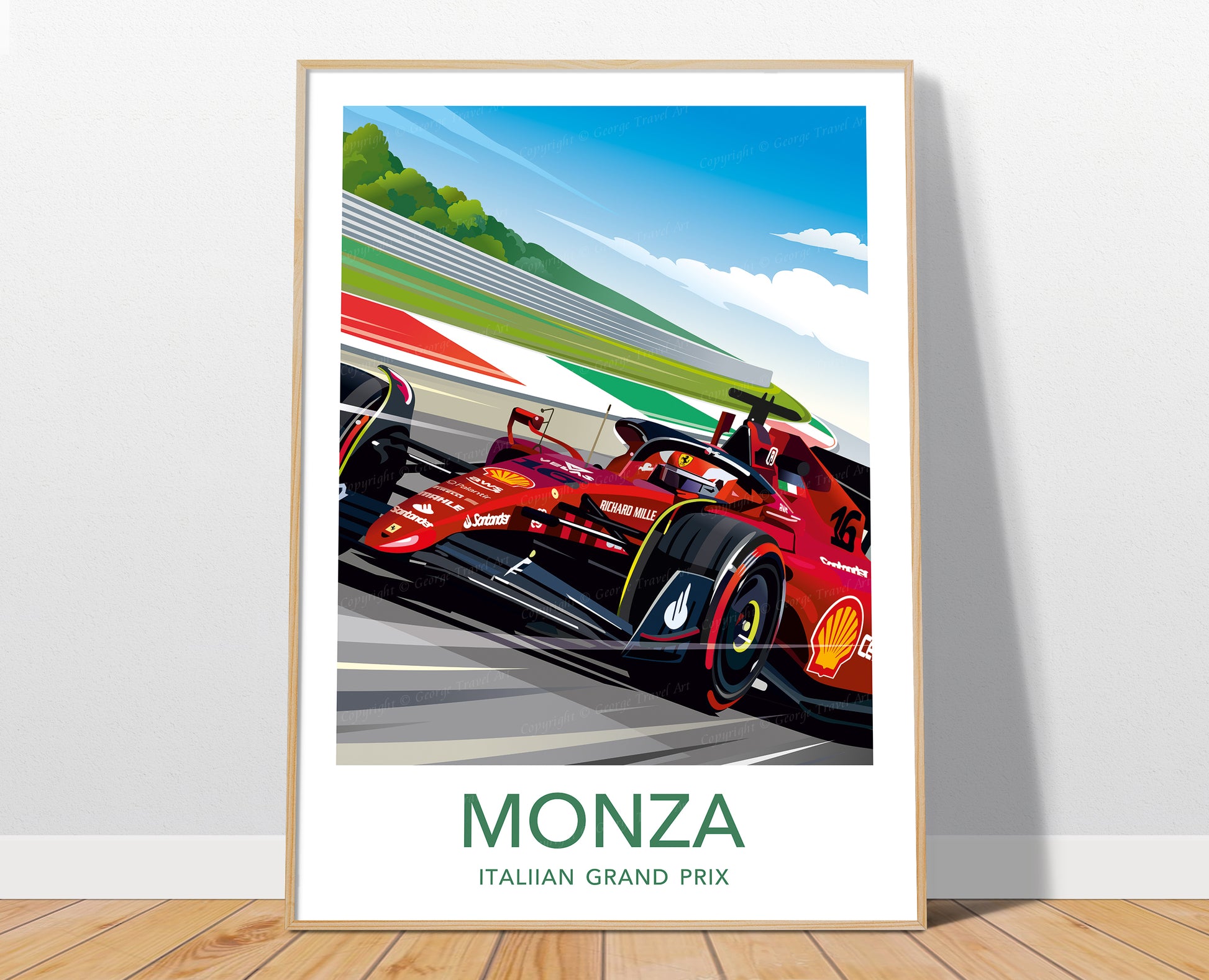 Monza F1 poster print – Ferrari Leclerc Italian Grand Prix wall art