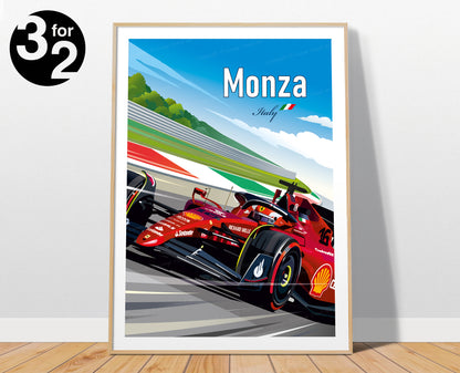 Monza F1 Poster / Ferrari F1 Print / Charles Leclerc