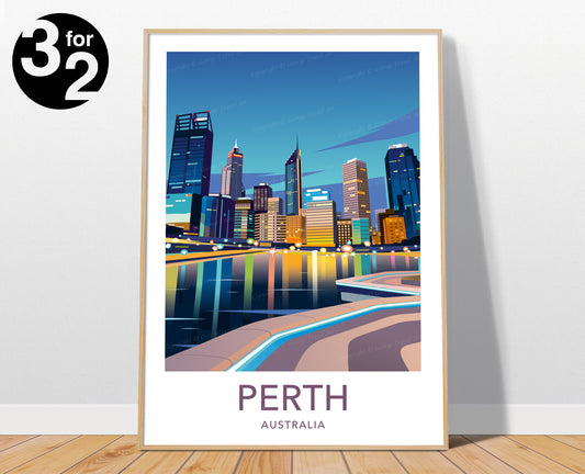 Perth Poster / Perth Australia Travel Print