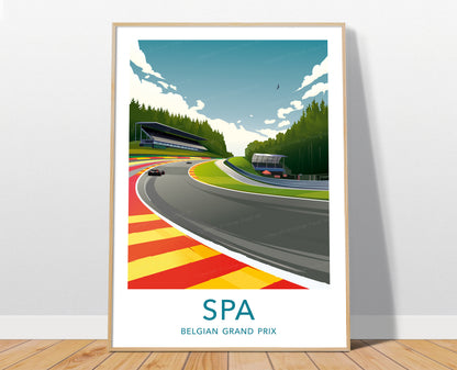 Spa F1 circuit print – Belgian Grand Prix wall art with white border