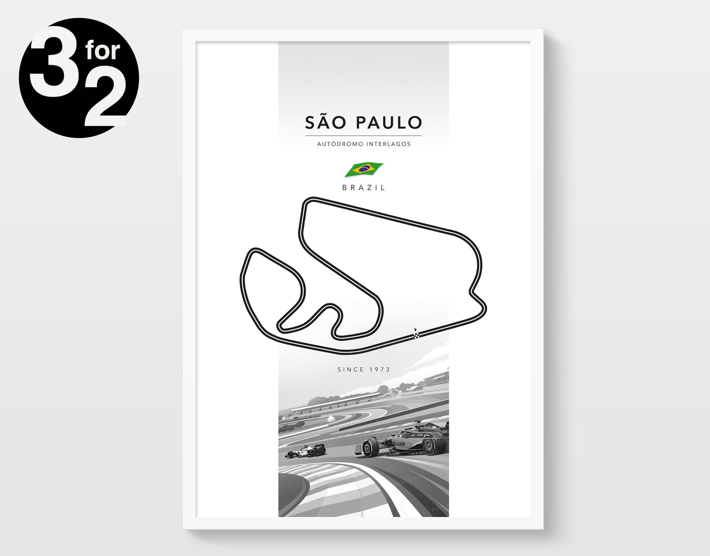 Sao Paulo F1 Circuit Poster / Interlagos F1 Racing Track/ Autódromo José Carlos Print
