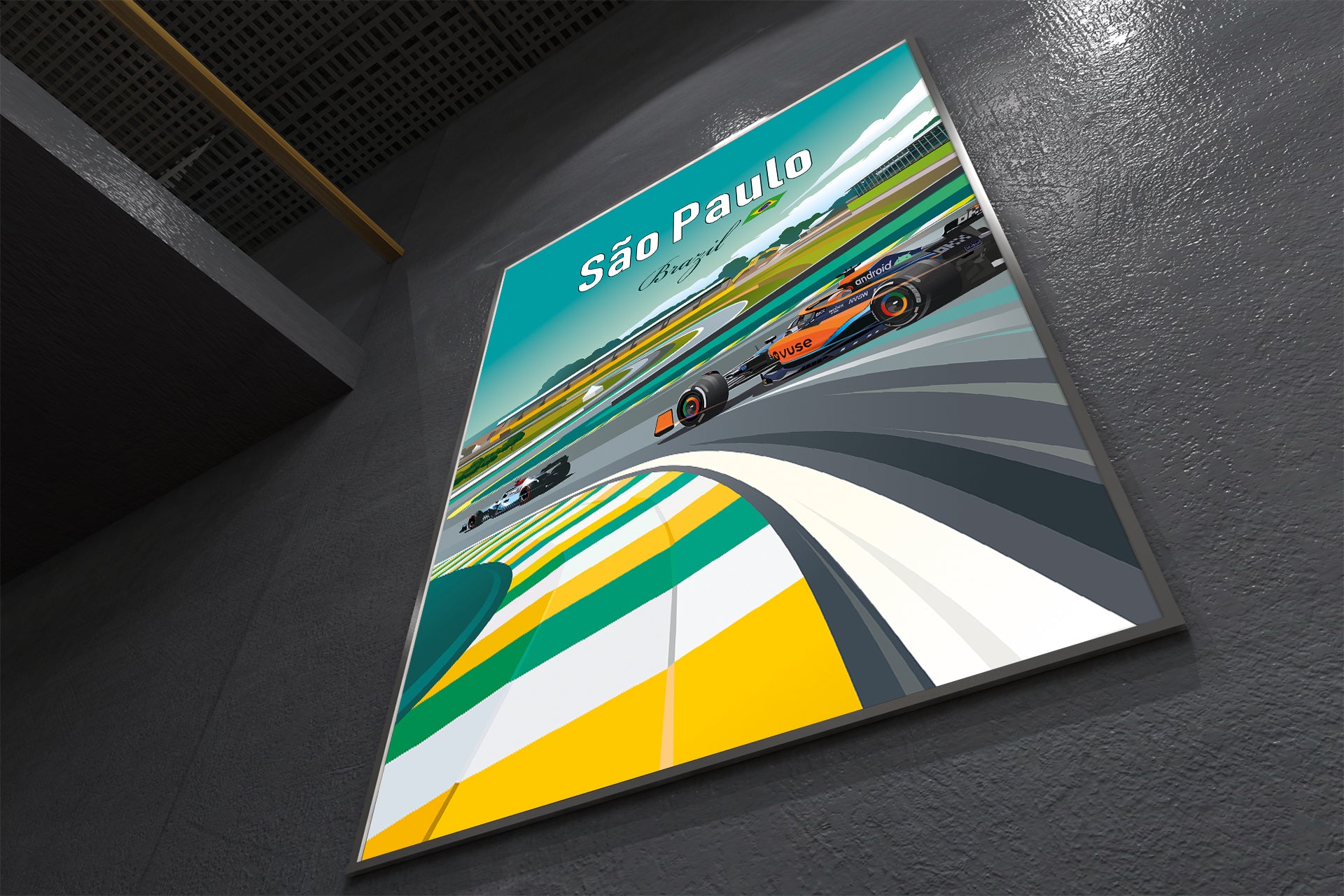 São Paulo Formula 1 poster featuring McLaren at Brazilian Grand Prix circuit – motorsport wall art