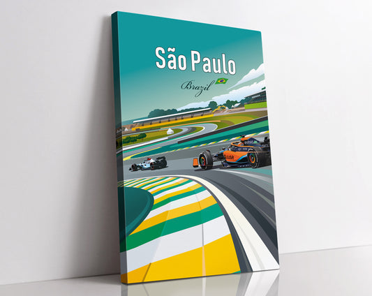 Sao Paulo F1 Canvas / McLaren Formula1 Print / Brazilian Grand Prix / Interlagos
