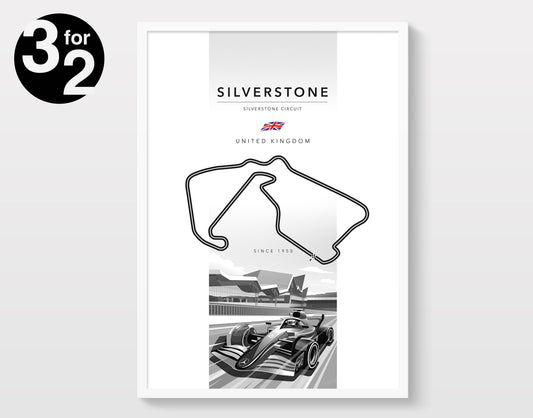 Silverstone F1 Circuit Poster / Mercedes Formula-1 Print