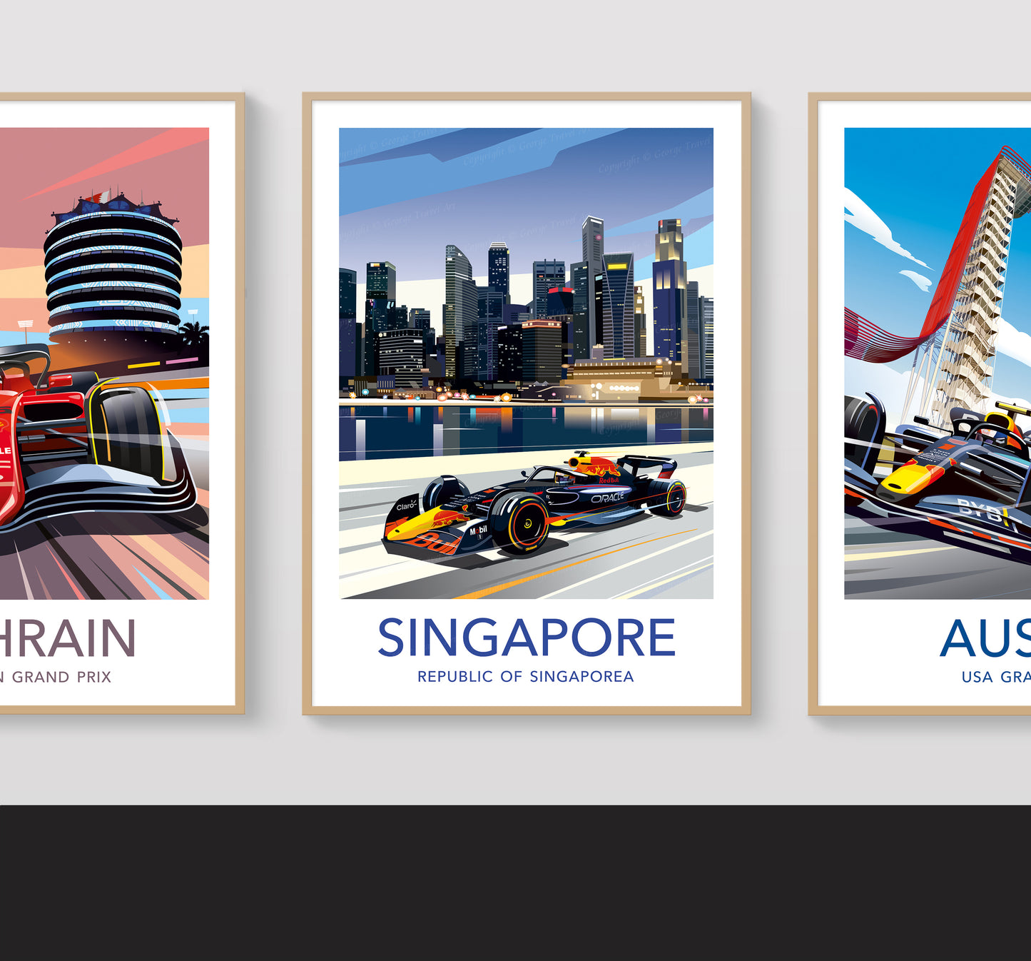 Marina Bay F1 poster – Red Bull Verstappen wall art second angle