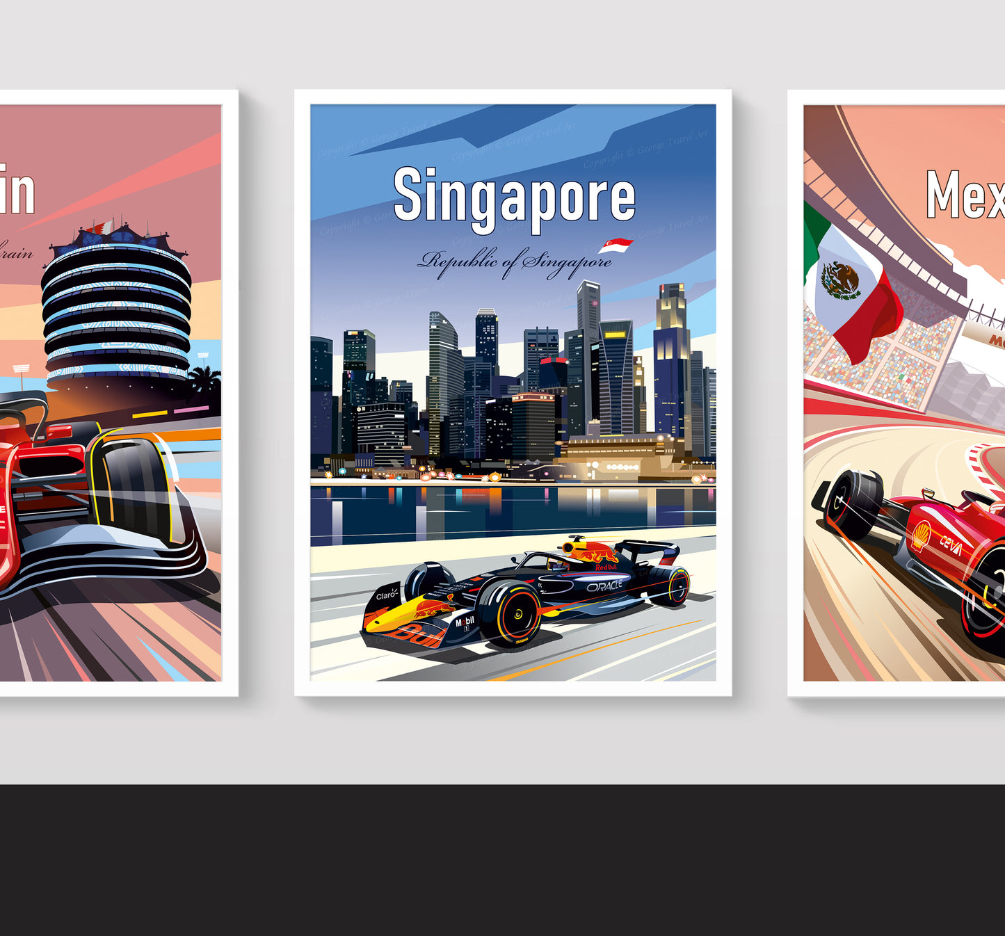Singapore F1 poster – Marina Bay Red Bull wall art second angle