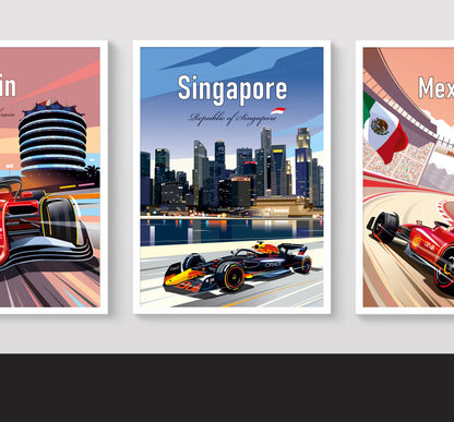 Singapore F1 poster – Marina Bay Red Bull wall art second angle