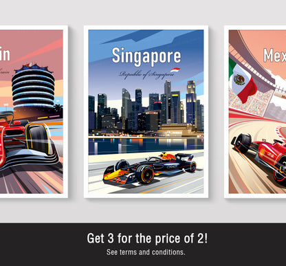 Marina Bay F1 Poster / Max Verstappen Print / Red Bull F1 Wall Art