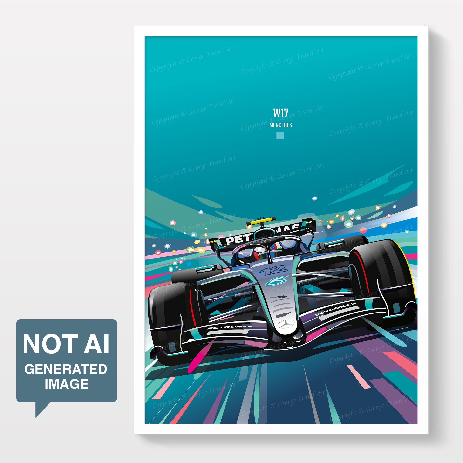 W17 Mercedes F1 Antonelli poster print – Formula 1 race car wall art