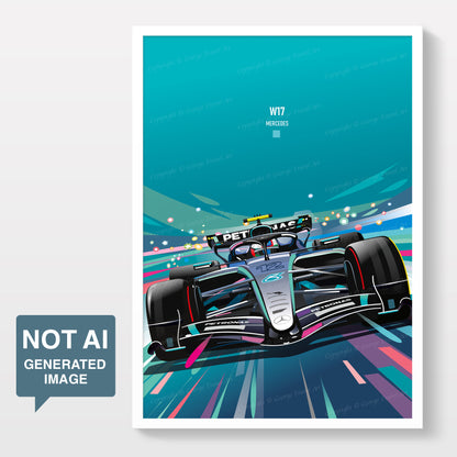 W17 Mercedes F1 Antonelli poster print – Formula 1 race car wall art