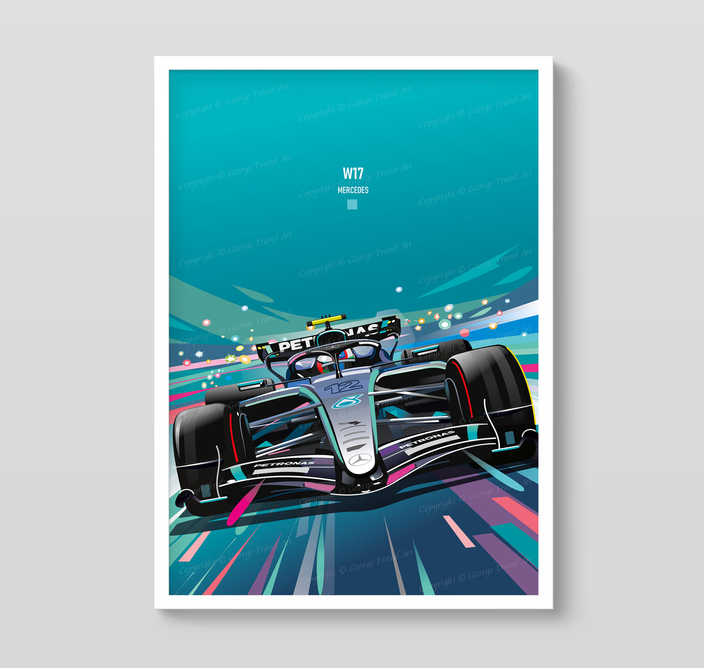 Kimi Antonelli W17 Mercedes AMG F1 poster – Formula 1 race car wall art print