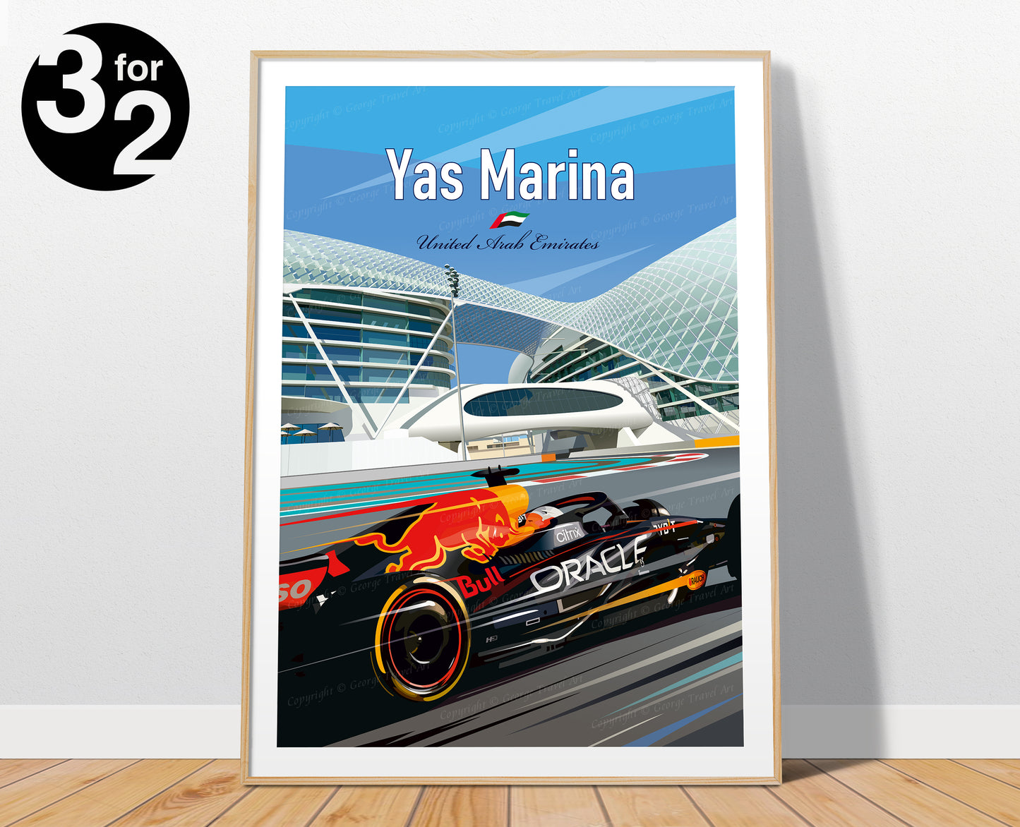 Yas Marina F1 Poster / Red Bull F1 print / Max Verstappen Wall Art