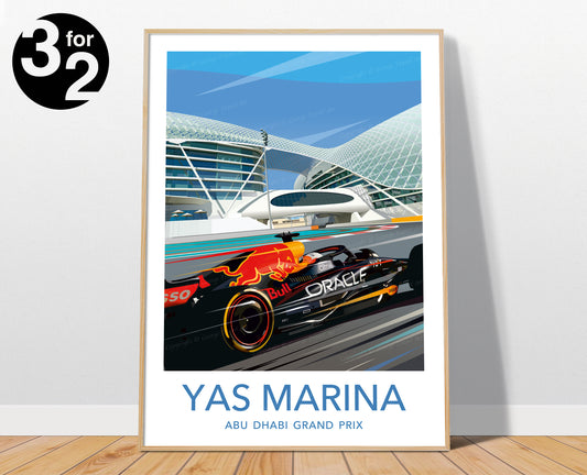 Yas Marina F1 Print / Red Bull F1 Poster / F1 Wall Art / Abu Dhabi Grand Prix