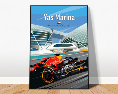Yas Marina F1 Poster / Red Bull F1 print / Max Verstappen Wall Art