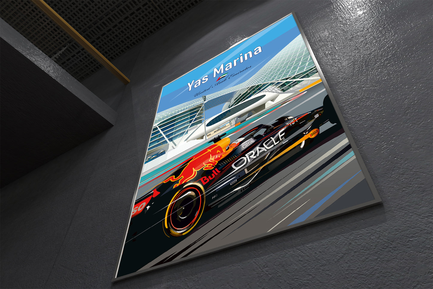 Yas Marina Formula 1 poster featuring Red Bull at Abu Dhabi Grand Prix – wall art