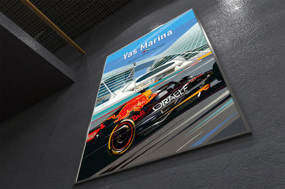 Yas Marina Formula 1 poster featuring Red Bull at Abu Dhabi Grand Prix – wall art