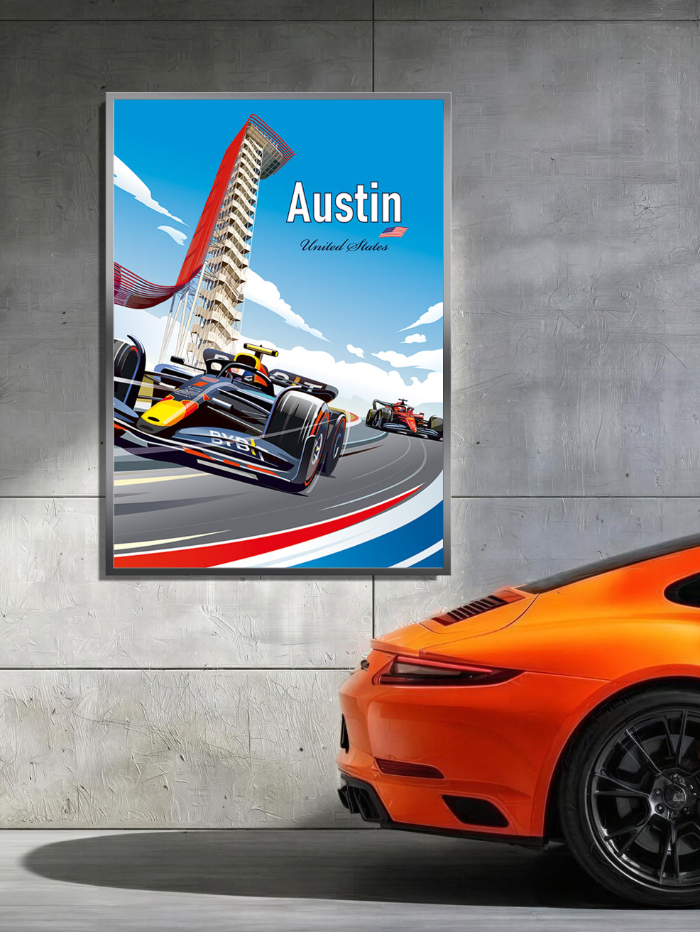 Austin F1 poster – Formula 1 wall art second angle