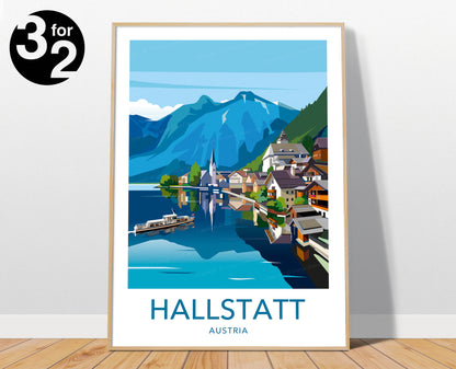 Hallstatt Austria Travel Poster / Hallstatt Travel Print