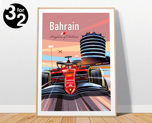 Bahrain F1 Poster / Ferrari F1 / F1 Wall Art