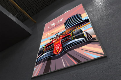 Bahrain F1 poster – Ferrari wall art second angle