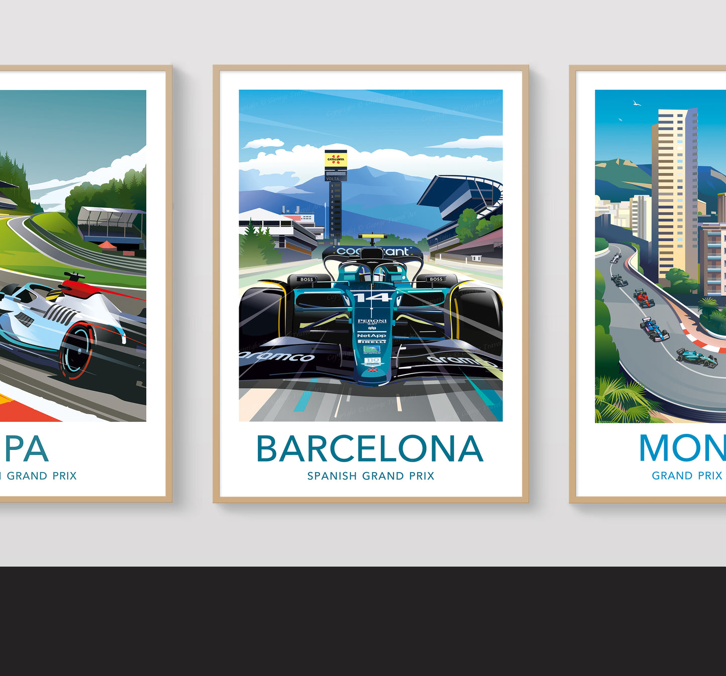 Barcelona Alonso F1 print poster – Aston Martin wall art second angle