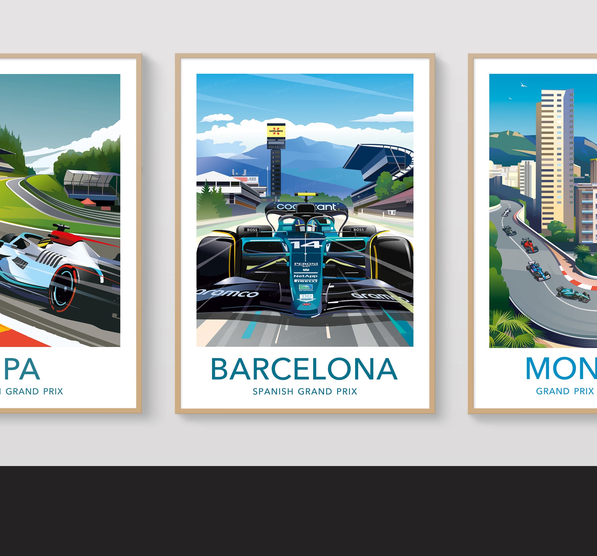 Barcelona Alonso F1 print poster – Aston Martin wall art second angle