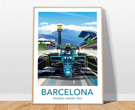 Barcelona Fernando Alonso F1 poster – Aston Martin wall art