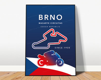 Brno MotoGP poster – Czech Republic circuit wall art third angle
