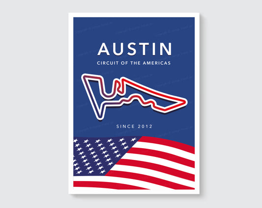 COTA F1 circuit track map poster print – US Grand Prix Austin wall art