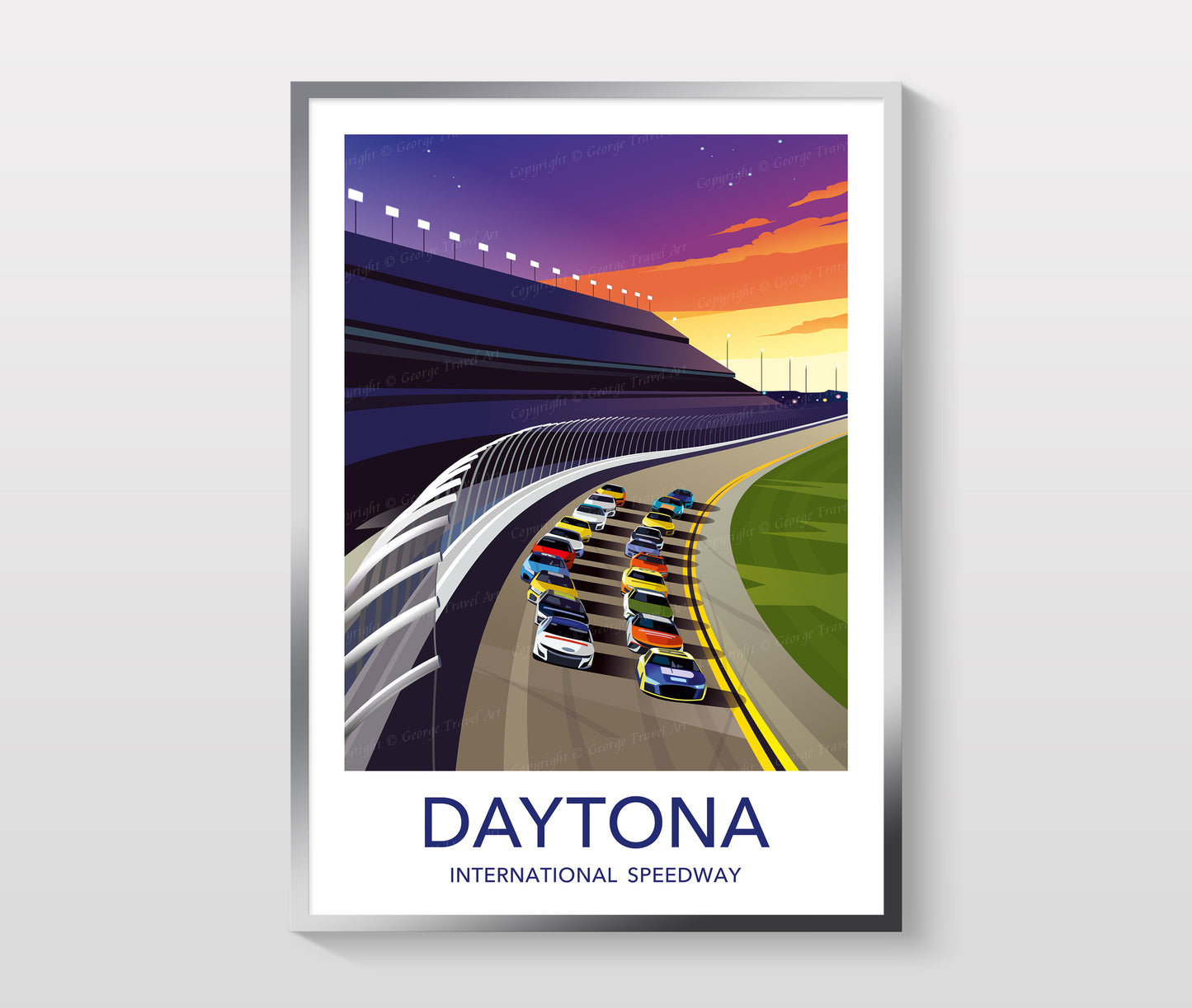Daytona 500 poster with white border – NASCAR Daytona Speedway wall art